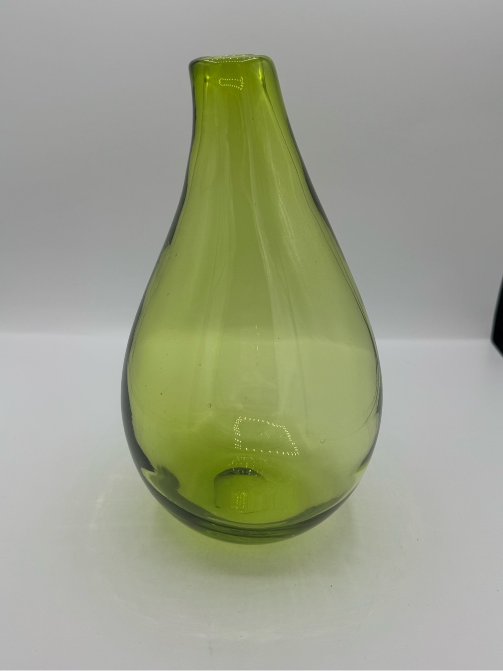 West Elm Artisan Angled Teardrop Green Glass Vase